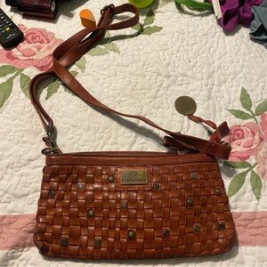 Sophisticated Brown Woven Leather purse
